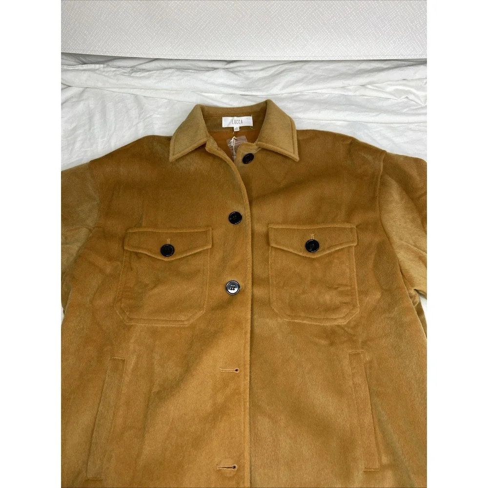 LUCCA‎ Jacket Coat Women's Brown Sz S Button Down Pockets Collared Shacket NWT